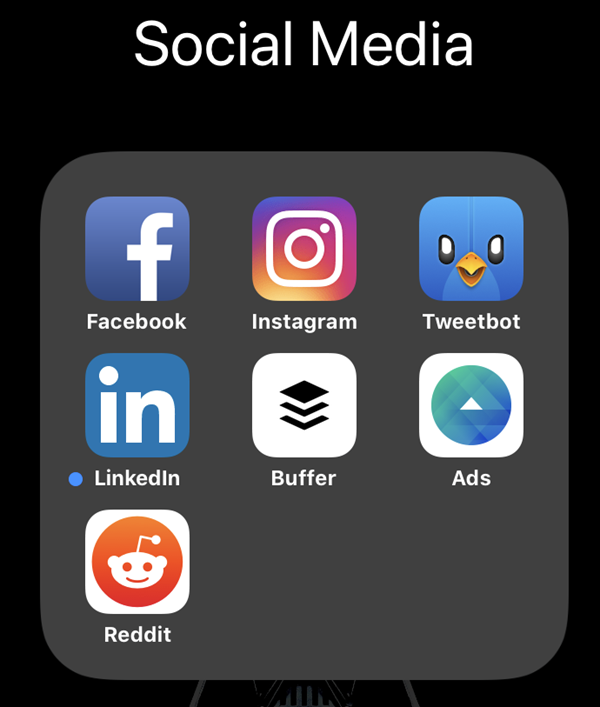 Screenshot of Social Media screen on iPhone