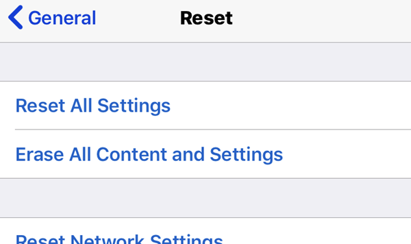 Reset All Settings under Reset menu