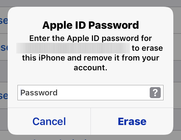 Apple ID Password popup window