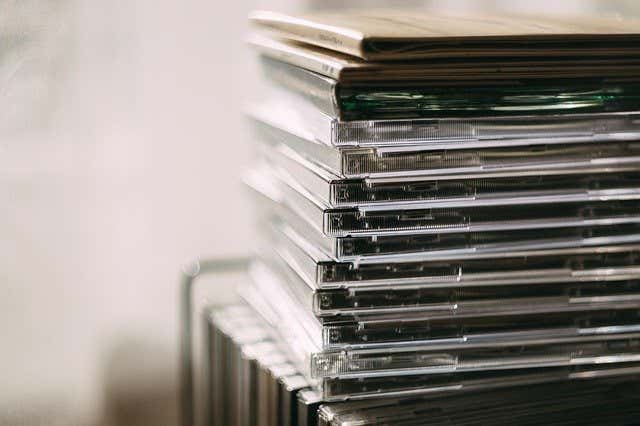 A stack of music CDs 