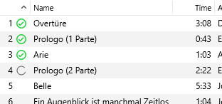 Songs imported to iTunes have a green checkmark next to them