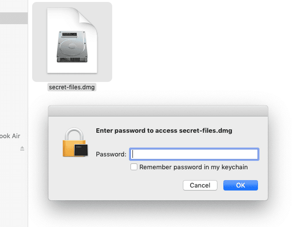 Enter password prompt on encrypted folder