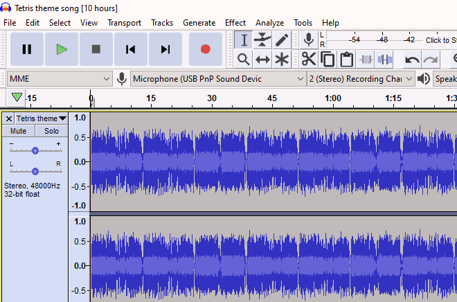 Audacity editing window