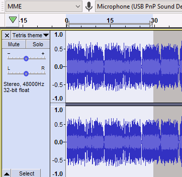 Thirty-second clip of audio selected 