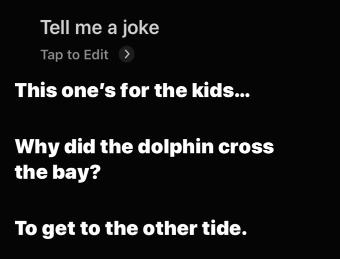 Siri's "tell me a joke" screen