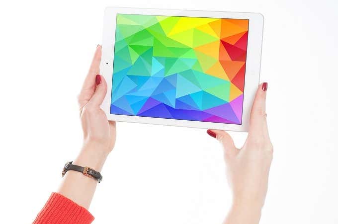 iPad with colorful mosaic on the screen