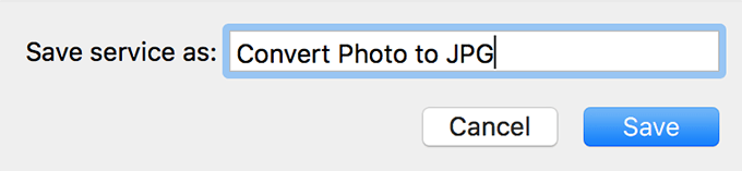 Save service as: Convert Photo to JPG