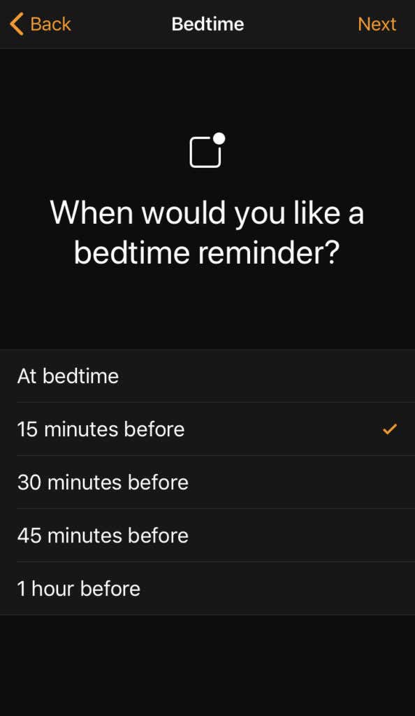 Apple Bedtime app window