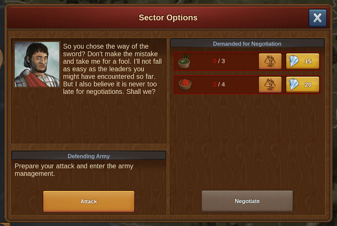 Sector Options window