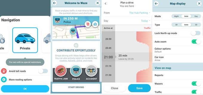 Waze app screens