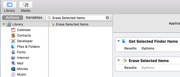Erase Selected Items in Action List