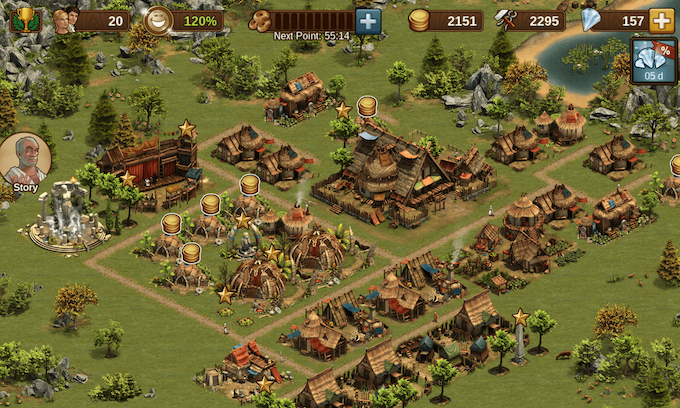 Coins hovering above places in Forge of Empires window