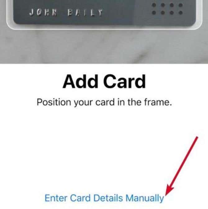Enter Card Details Manually indicated in Add Card window 