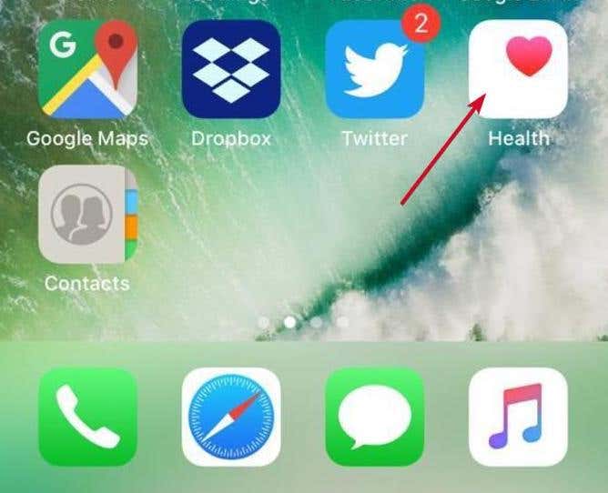 Health app indicated on iPhone screen 