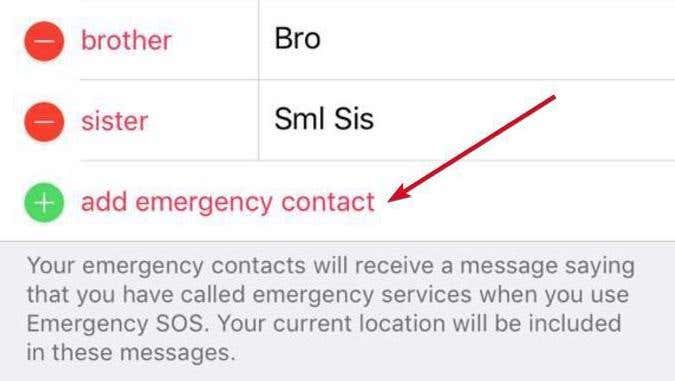 Add emergency contact in Medical ID app 