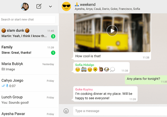 WhatsApp chat window