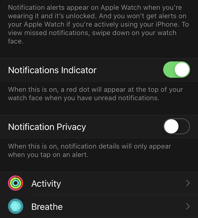 Activity and Breath under Notifications