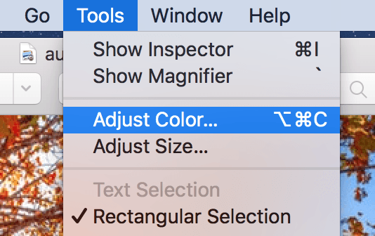 Tools Adjust Color menu