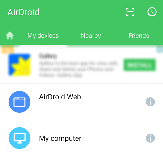 AirDroid app window