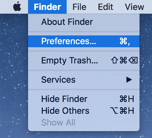 Finder -> Preferences window