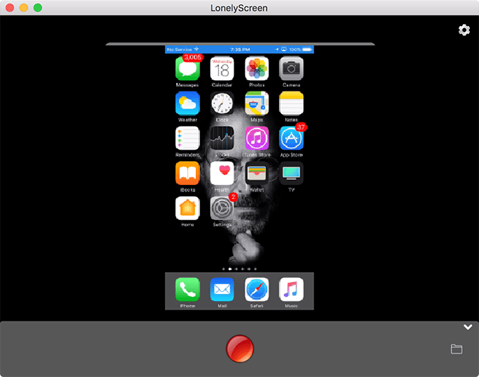 iOS device on LonelyScreen window 