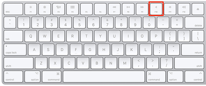 Mute button on Apple Keyboard highlighted 