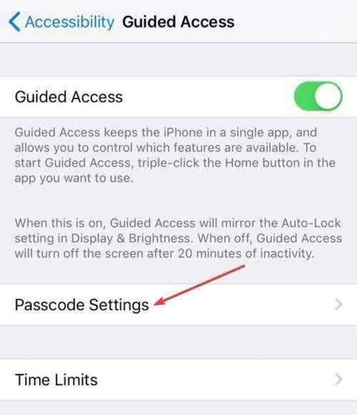 Passcode Settings under Guided Access