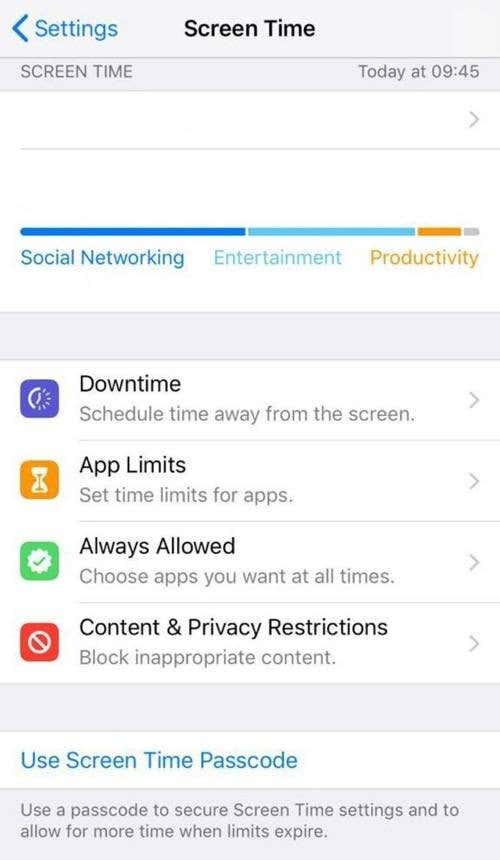 App Limits menu under Screen Time