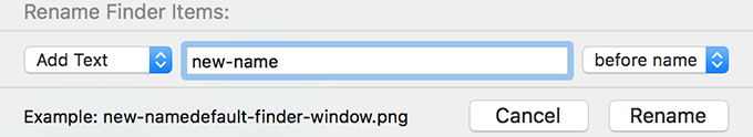 Rename Finder Items window