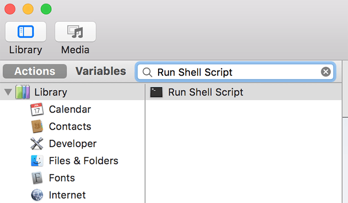 Run Shell Script action 