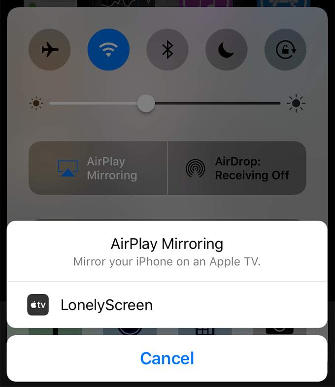 AirPlay Mirroring popup window 