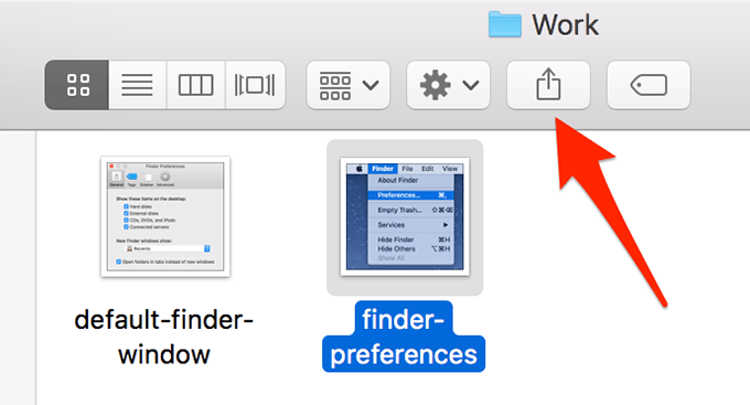 Share button in Finder indicated