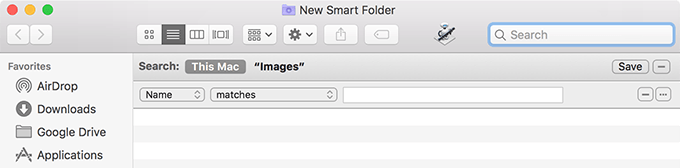 New Smart Folder window