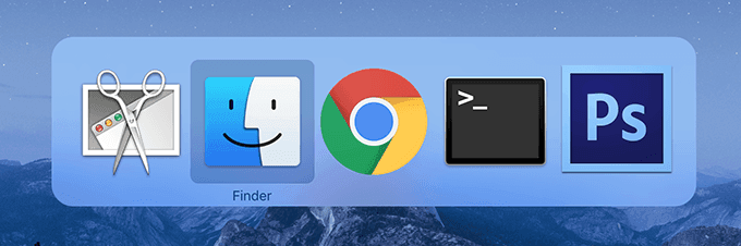 Command + Tab shows open app navigator