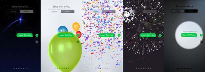 Full-screen iMessage effects including confetti and fireworks
