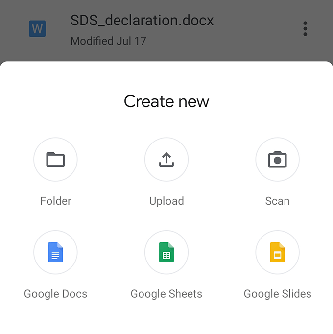 Google Drive app on Android 