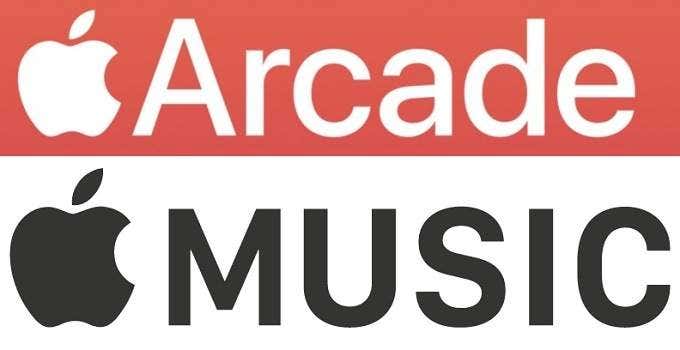 Logos of Apple Arcade and Apple Music
