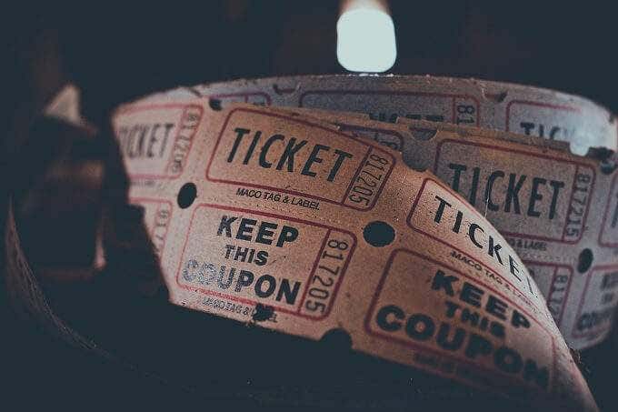 A roll of paper raffle tickets 