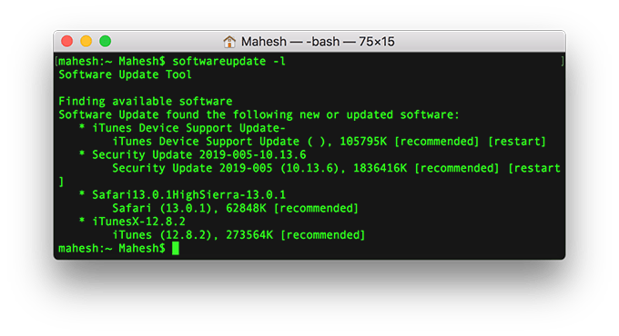 Software Update Tool in Terminal