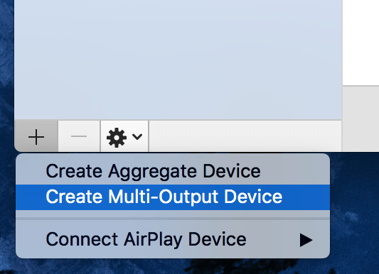 Create Multi-Output Device from + submenu