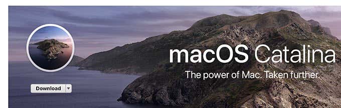 macOS Catalina app store screen