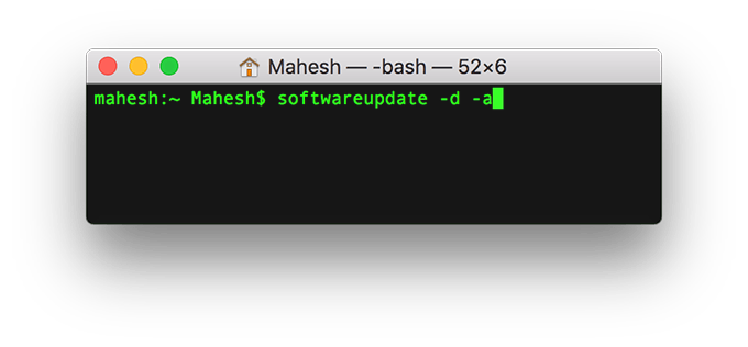 Terminal with command: softwareupdate -d -a
