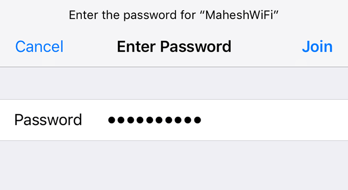 Enter WiFi Password window