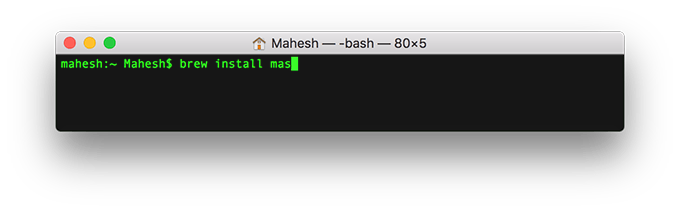 Terminal with command: brew install mas