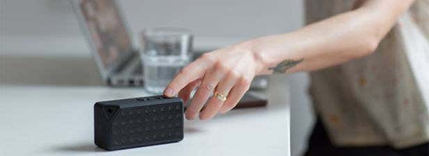 Bluetooth speaker on a table
