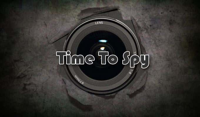 Camera lens with caption "Time to Spy"
