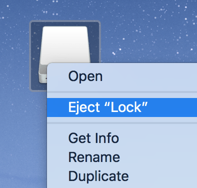 Eject "Lock" menu