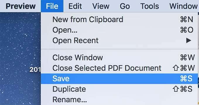 Save selected under File menu 