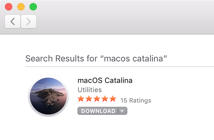 macOS Catalina in app store