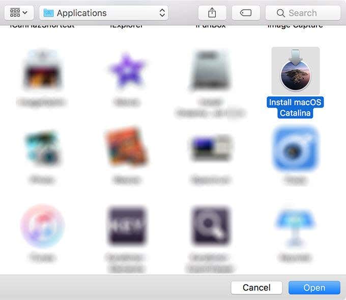 Install macOS Catalina app window 